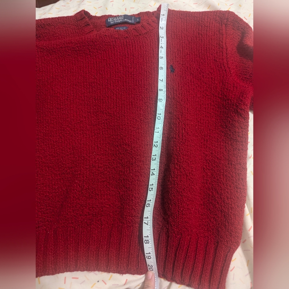 Polo Ralph Lauren Red Crewneck Cotton/Wool Blend Sweater - Picture 5 of 7